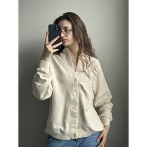 L&W Off-White Cardigan Size XL – Soft Knit Button Front Cozy Layer Timeless Clas